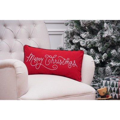 C&F Home Merry Christmas Applique & Embroidered Small/Petite Accent Pillow, 10" x 20"