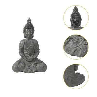 LuxenHome Meditating Buddha Statue, 21" Large Concrete Zen Sculptures, Indoor Outdoor Zen Decor Gray (LOCAL PICKUP ONLY)