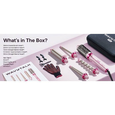 Wavytalk Heatwave Pro 5-in-1 Curling Wand Set, Includes Thermal Brush and 4 Interchangeable Ceramic Barrel for Multiple Styles, Model 350S