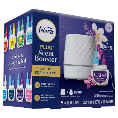 Febreze Plug Scent Booster Downy Calm Starter Kit - 0.87 fl oz/2ct: Electric, Oil, Air Freshener Holders