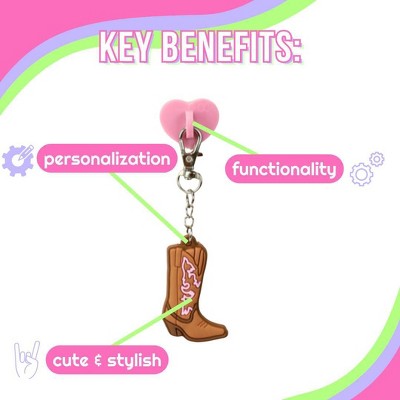 CharCharms Cherry Water Bottle Charm with Stick-On Hook Bundle: Drinkware Accessory, Dishwasher-Safe, Keychain Hook