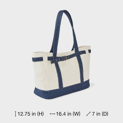 Canvas Large Belted Tote Bag - Universal Thread Blue