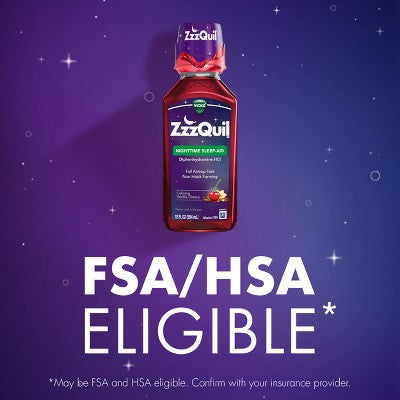ZzzQuil Calming Liquid - Vanilla Cherry - Diphenhydramine - 12 fl oz