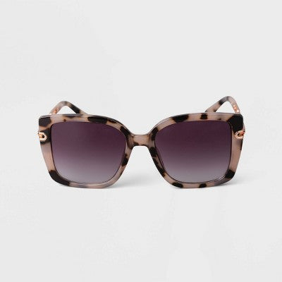 Women's Tortoise Shell Oversized Square Sunglasses - A New Day Tan