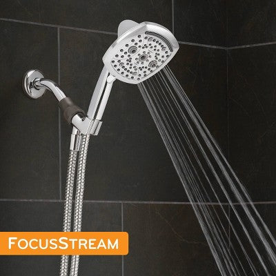 5" Contour 9 Spray WaterSense Hand Shower Chrome - Oxygenics: EPA Certified, 72" Hose, Multi-Setting Showerhead