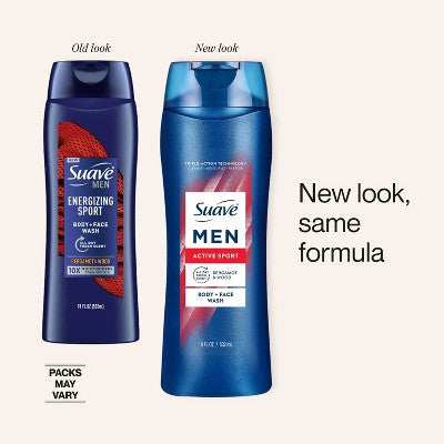 Suave Men's Sport Body Wash - 18 fl oz: Liquid, Basic Cleansing, Woodsy Bergamot, Whole Body Use