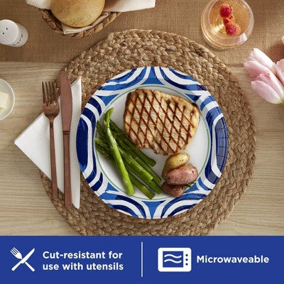 Dixie Ultra Disposable Paper Plates 10" - 130ct: White, Abstract Pattern, Round Shape