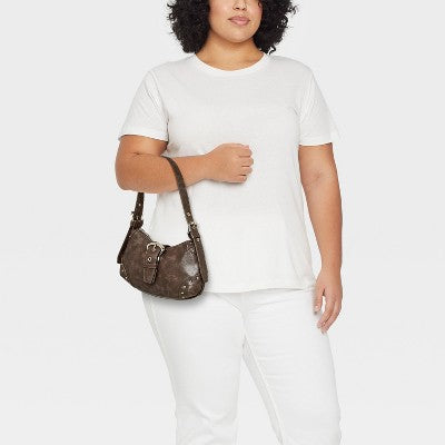 Curved Buckle Shoulder Bag - Wild Fable Brown