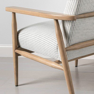 Upholstered Natural Wood Accent Chair Micro Stripe Gray/Oatmeal - Hearth & Hand with Magnolia (LOCAL PICKUP ONLY)