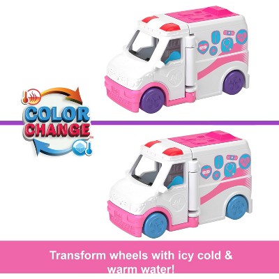 Barbie Mini BarbieLand Vehicle Set with 1.5" Doll, Color Change Care Clinic