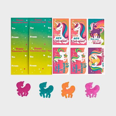 Sadie & Sam 16ct Valentine's Day Exchange Cards Unicorn Gel Cling
