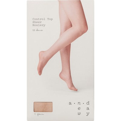 Women's 20D Light Sheer Sparkle Control Top Tights - A New Day Sand S/M