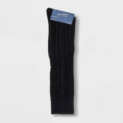 Women's Cotton Blend Cable Knee High Boot Socks - Universal Thread Black 4-10