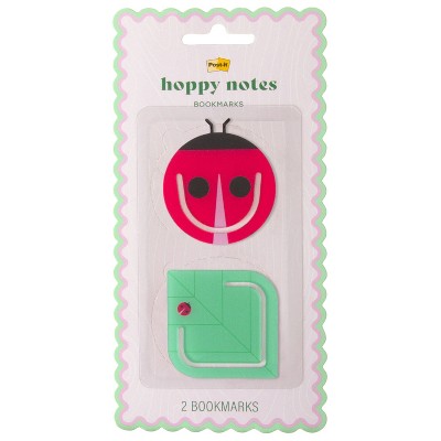 Post-it 2pk Hoppy Notes Ladybug and Green Leaf Bookmarks
