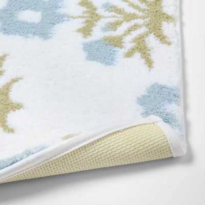 20"x30" Floral Block Bath Rug Blue/Green - Threshold