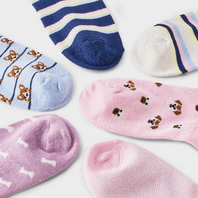 Girls' 6pk Puppy No Show Socks - Cat & Jack L