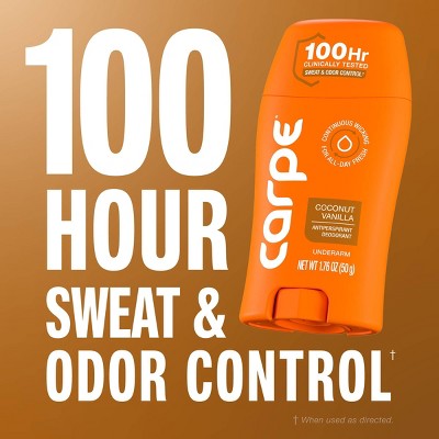 Carpe Women's 100H Sweat & Odor Control Antiperspirant Deodorant - Coconut Vanilla - 1.76oz