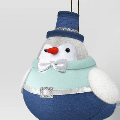 Christmas Featherly Friends Ornament Blue Top Hat - Wondershop