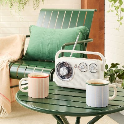13.5oz Recycled Ceramic Striped Mug Light Pink/Orange - Hearth & Hand with Magnolia