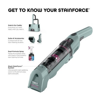 Shark StainForce Portable Cordless Spot & Stain Cleaner with Dual-Activated Cleaning SolutionHX101 Gray