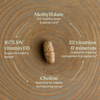 New Chapter Prenatal with Methylfolate + Choline One Daily Multivitamin Tablets - 30ct: Certified Gluten-Free, Kosher