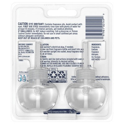 Glade Air Freshener Plug Ins Fall Scented Oil Diffuser Refills - Embers & Sandalwood - 1.34 fl oz/2pk