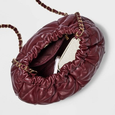Rouched Chain Crossbody Bag - A New Day Dark Red