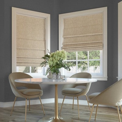35"x64" Sun Zero 100% Blackout Somerton Textured Cordless Roman Window Shade Taupe: Indoor Blinds & Shades (LOCAL PICKUP ONLY)