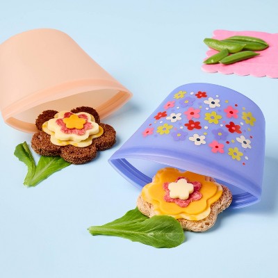 Kids' 2pc Reusable Sandwich Bag Flower - Cat & Jack?: BPA-Free Silicone Lunch Accessory