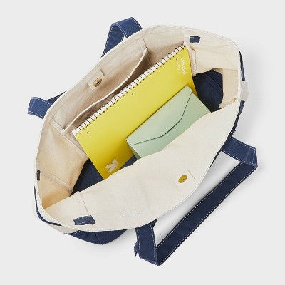 Canvas Large Belted Tote Bag - Universal Thread Blue