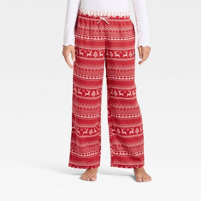 Girls' Holiday Double Waistband Pajama Pants - art class Red XXL