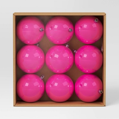 9ct 100mm Christmas Shatterproof Ornament Set Dark Hot Pink - Wondershop