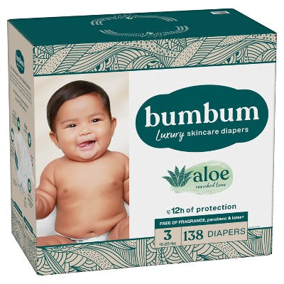 bumbum Luxury Skincare Disposable Diapers - Size 3 - 138ct