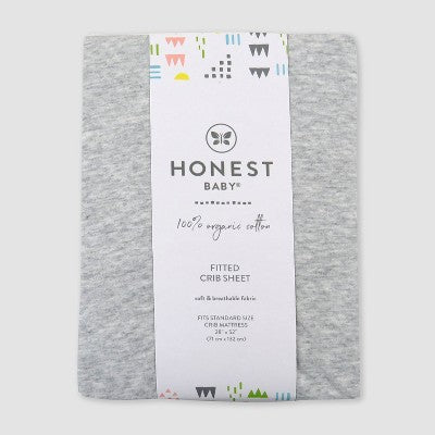 Honest Baby Organic Cotton Fitted Crib Sheet - Light Heather Gray