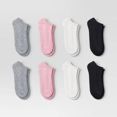 Girls' 8pk Ankle Socks - Dealworthy Dark Pink M/L