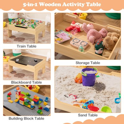 Costway All-in-One Kids Activity Table with Reversible Blackboard & Map Tabletop (LOCAL PICKUP ONLY)