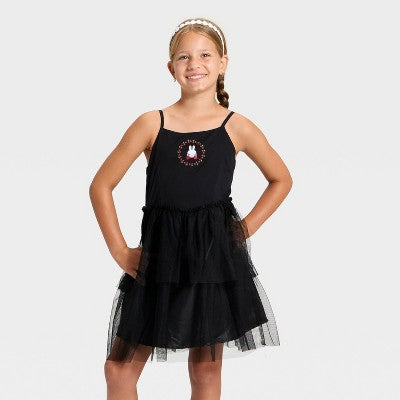 Girls' Miffy Embroidery Tulle Dress - Black XL