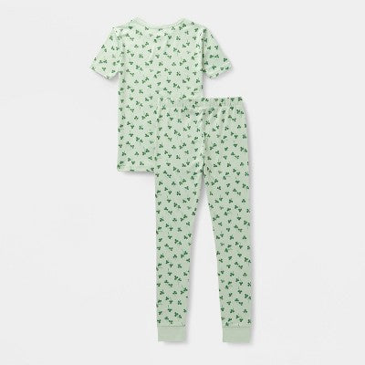 Kids' 2pc Shamrocks Tight Fit Pajama Set - Cat & Jack Green 6