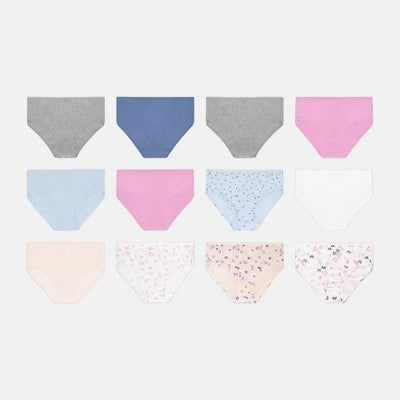 Hanes Girls' 12pk Butterfly and Dot Cotton Briefs - 8