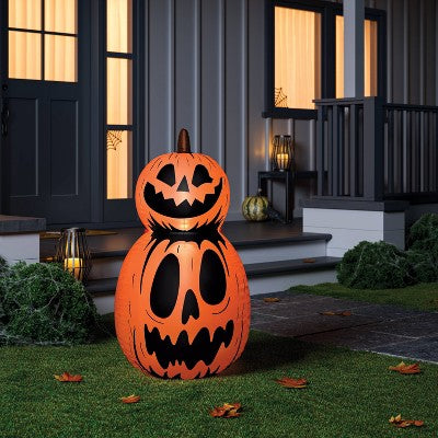3.5' Double Stacked Jack Airblown Inflatable Halloween Decoration Orange - Hyde and EEK! Boutique
