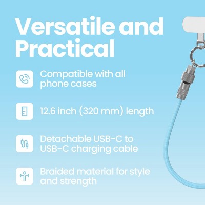 GEMS 12.6" Universal Phone Wristlet USB-C Cable - Teal