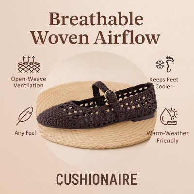 CUSHIONAIRE Windsor Woven Womens Flats with Adjustable Strap  6