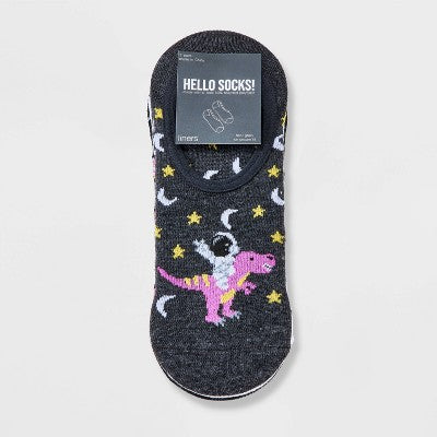 Women's Space Dinosaurs 3pk Liner Socks - Charcoal Heather/White/Black 4-10