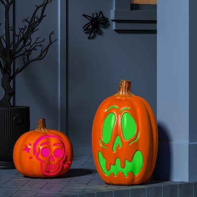 9" Lit Pumpkin Skull Halloween Decorative Prop with Timer - Hyde and EEK! Boutique