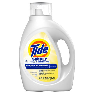 Tide Simply Free & Sensitive Liquid Laundry Detergent - Unscented - 84oz