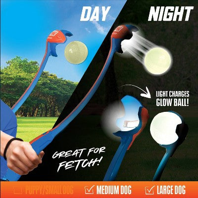 NERF Translucent Glow LED Air Strike 2 AAA Batteries TPR Lightning Glow Ball Dog Toys - Blue/Orange (LOCAL PICKUP ONLY)