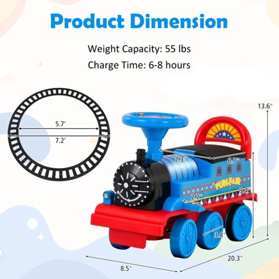 Costway 6V Electric Kids Ride On Train Motorized Train Toy w/ Track & 6 Wheels Navy (LOCAL PICKUP ONLY)