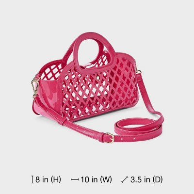 Jelly Mini Cage Tote Crossbody Bag - A New Day Magenta