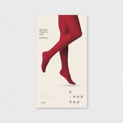 Women's 50D Opaque Tights - A New Day Red M/L