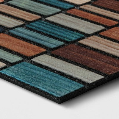 1'6"x2'6" Recycled Rubber Plank Striped Doormat - Threshold: Outdoor Welcome Mat, All-Weather, Low Pile (LOCAL PICKUP ONLY)
